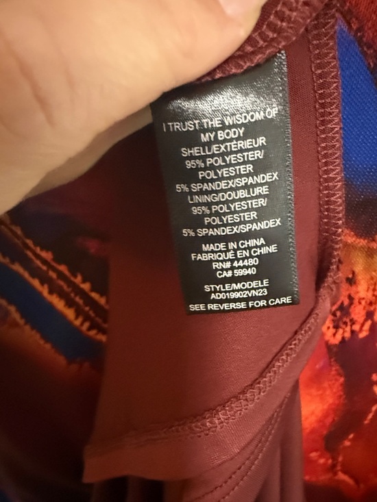 AFRM Long Sleeve Turtleneck Dress in Burgundy and Blue Marble Print - Picture 4 of 7